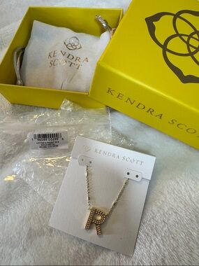 Kendra Scott Letter R Pendant Necklace for Women, 14k Gold-Plated Brass